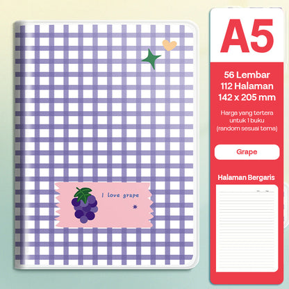 Buku Notebook A5 Sampul Eva Waterproof Tebal Halaman Bergaris 56 Lembar SBRA556