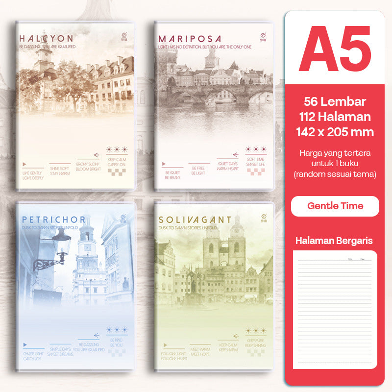 Buku Notebook A5 Sampul Eva Waterproof Tebal Halaman Bergaris 56 Lembar SBRA556