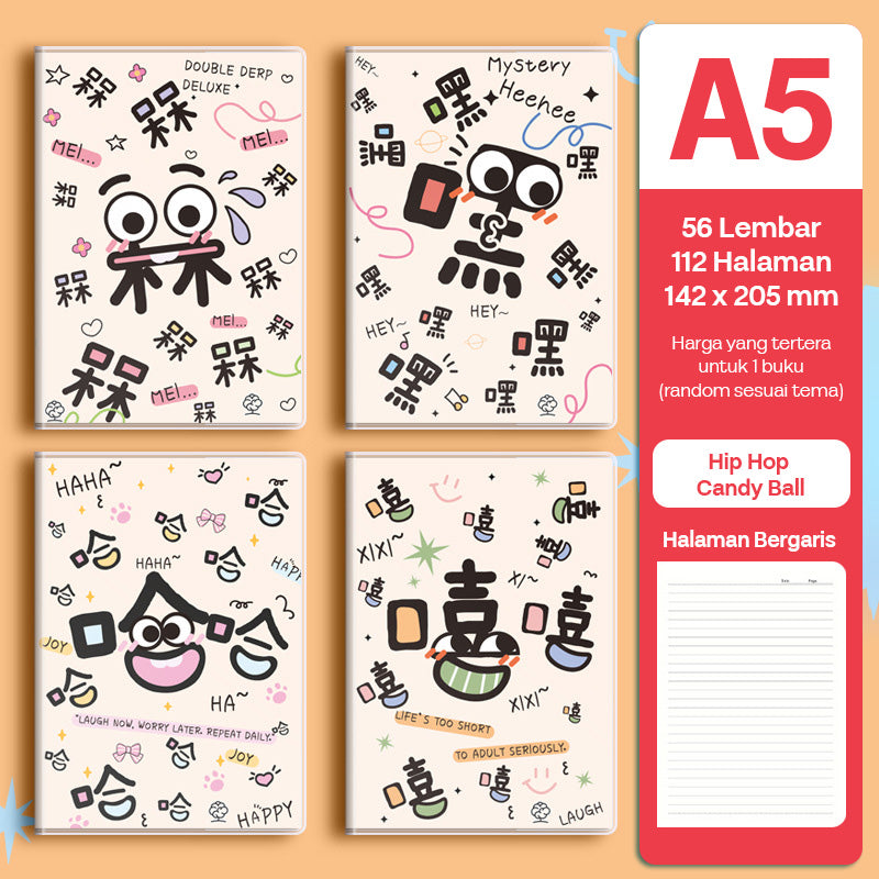 Buku Notebook A5 Sampul Eva Waterproof Tebal Halaman Bergaris 56 Lembar SBRA556