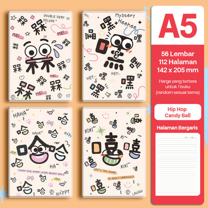 Buku Notebook A5 Sampul Eva Waterproof Tebal Halaman Bergaris 56 Lembar SBRA556