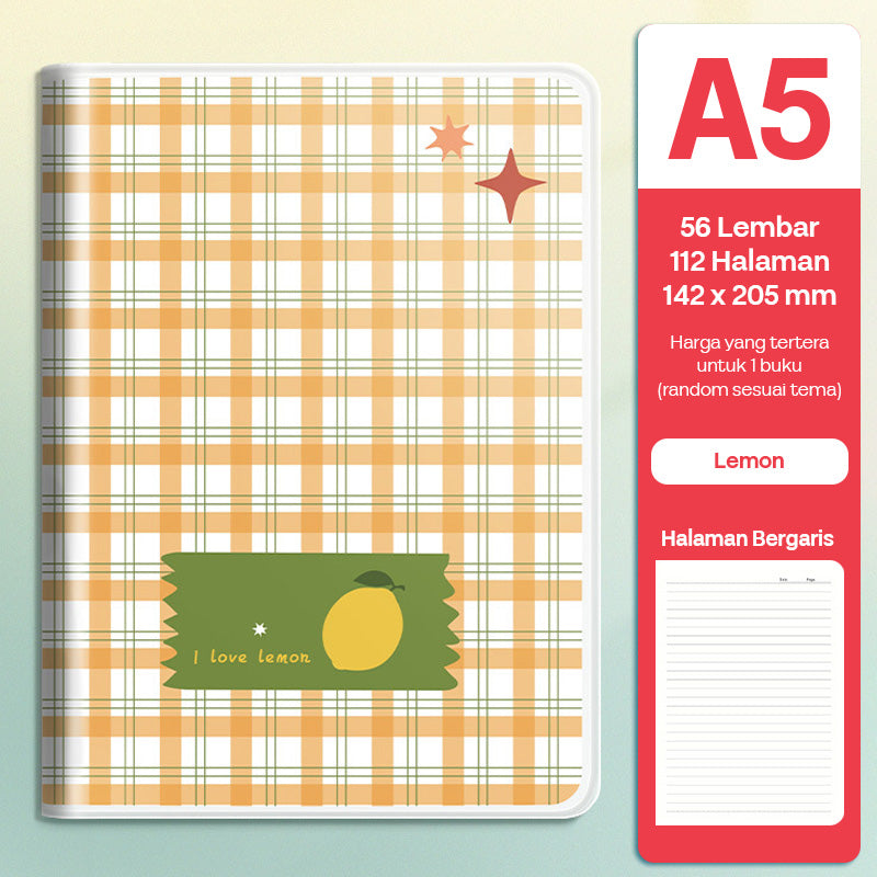 Buku Notebook A5 Sampul Eva Waterproof Tebal Halaman Bergaris 56 Lembar SBRA556