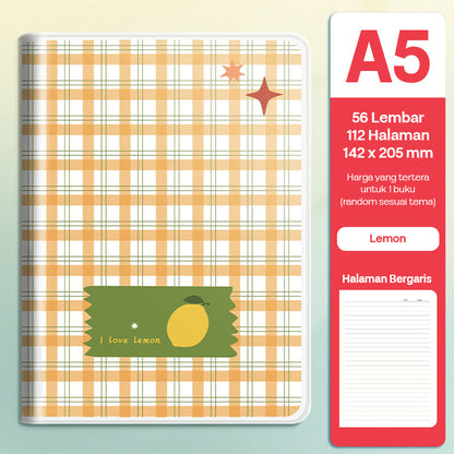 Buku Notebook A5 Sampul Eva Waterproof Tebal Halaman Bergaris 56 Lembar SBRA556