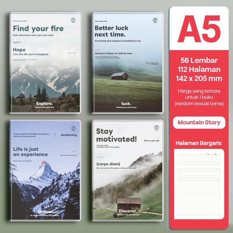 Buku Notebook A5 Sampul Eva Waterproof Tebal Halaman Bergaris 56 Lembar SBRA556