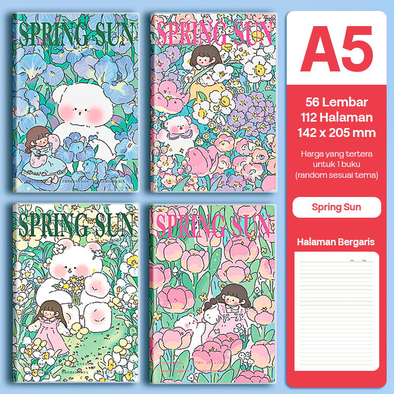 Buku Notebook A5 Sampul Eva Waterproof Tebal Halaman Bergaris 56 Lembar SBRA556