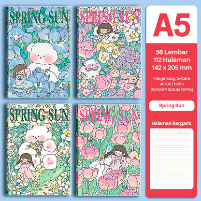 Buku Notebook A5 Sampul Eva Waterproof Tebal Halaman Bergaris 56 Lembar SBRA556