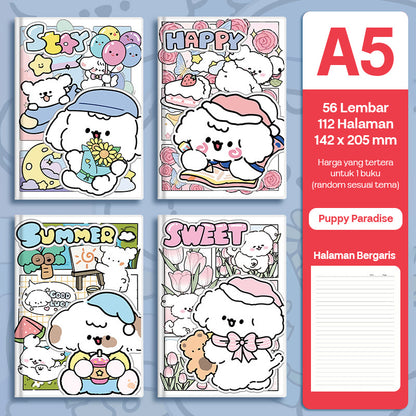 Buku Notebook A5 Sampul Eva Waterproof Tebal Halaman Bergaris 56 Lembar SBRA556