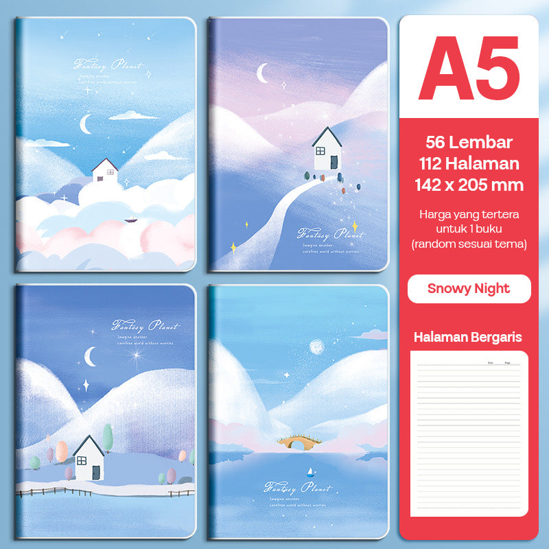 Buku Notebook A5 Sampul Eva Waterproof Tebal Halaman Bergaris 56 Lembar SBRA556
