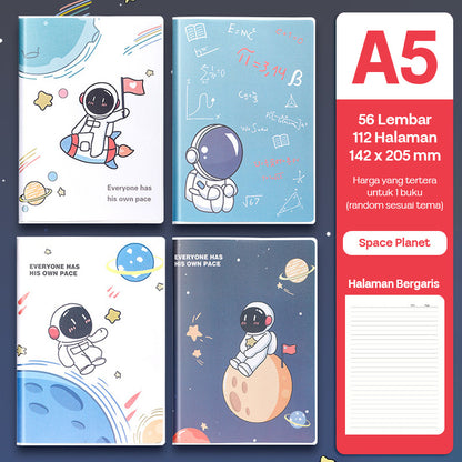Buku Notebook A5 Sampul Eva Waterproof Tebal Halaman Bergaris 56 Lembar SBRA556