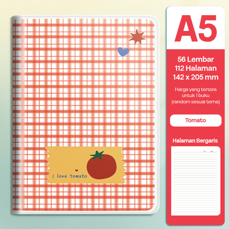 Buku Notebook A5 Sampul Eva Waterproof Tebal Halaman Bergaris 56 Lembar SBRA556