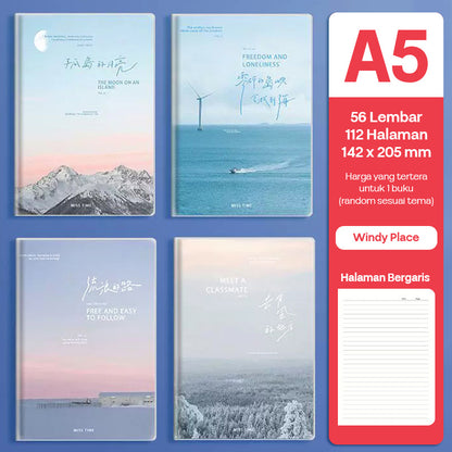 Buku Notebook A5 Sampul Eva Waterproof Tebal Halaman Bergaris 56 Lembar SBRA556