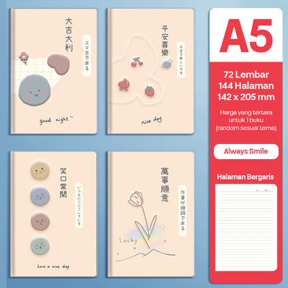 Buku Notebook A5 Sampul Eva Waterproof Tebal Halaman Bergaris 72 Lembar SBRA572