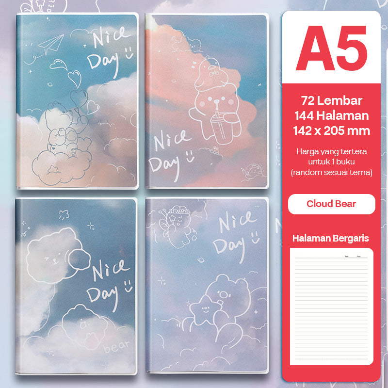 Buku Notebook A5 Sampul Eva Waterproof Tebal Halaman Bergaris 72 Lembar SBRA572