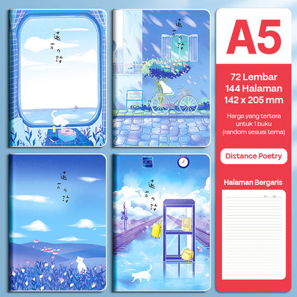 Buku Notebook A5 Sampul Eva Waterproof Tebal Halaman Bergaris 72 Lembar SBRA572