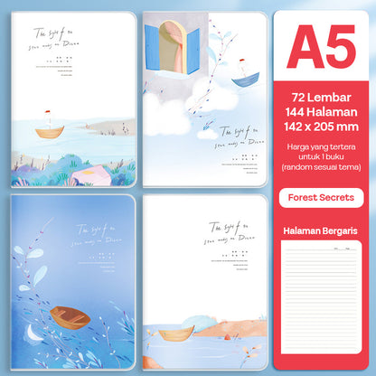 Buku Notebook A5 Sampul Eva Waterproof Tebal Halaman Bergaris 72 Lembar SBRA572