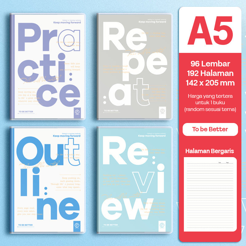 Buku Notebook A5 Sampul Eva Waterproof Tebal Halaman Bergaris 96 Lembar SBRA596