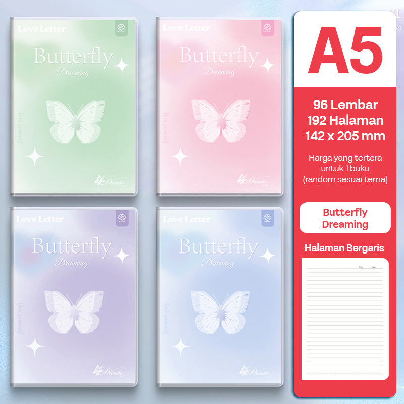 Buku Notebook A5 Sampul Eva Waterproof Tebal Halaman Bergaris 96 Lembar SBRA596