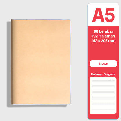 Buku Notebook A5 Sampul Eva Waterproof Tebal Halaman Bergaris 96 Lembar SBRA596