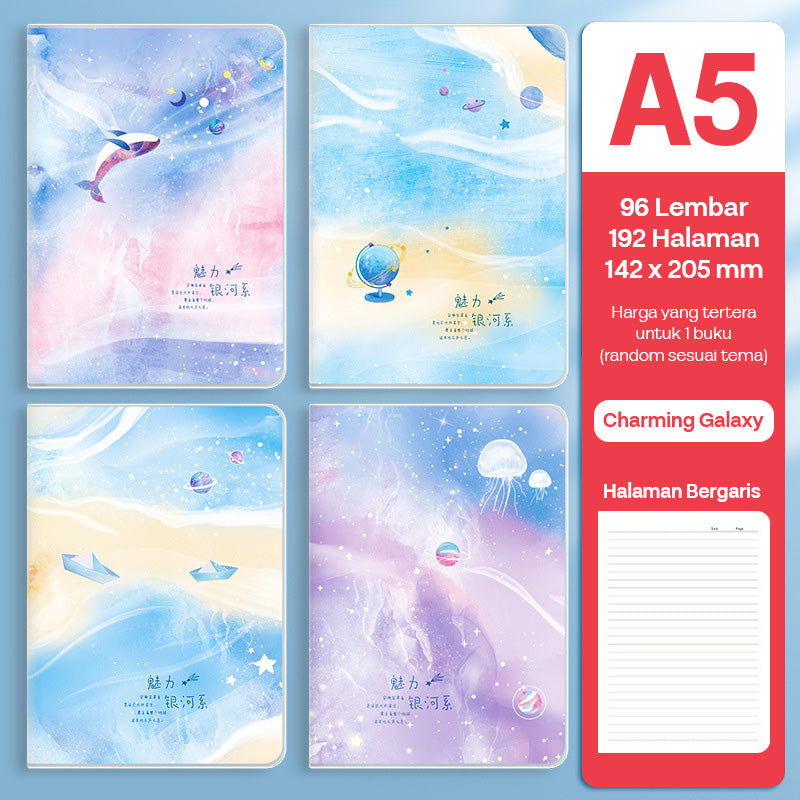 Buku Notebook A5 Sampul Eva Waterproof Tebal Halaman Bergaris 96 Lembar SBRA596