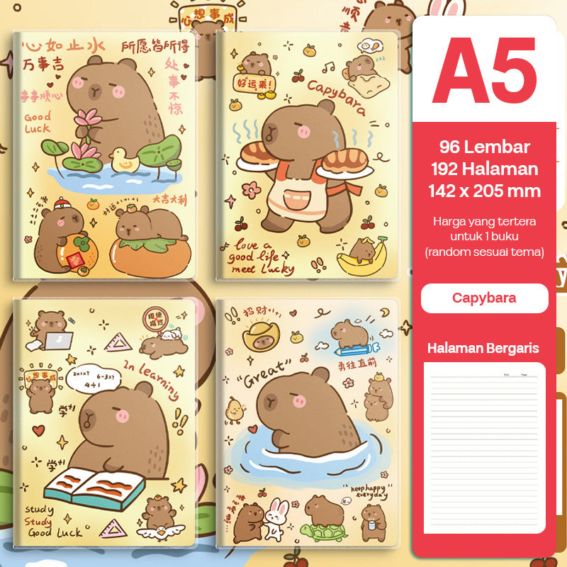 Buku Notebook A5 Sampul Eva Waterproof Tebal Halaman Bergaris 96 Lembar SBRA596