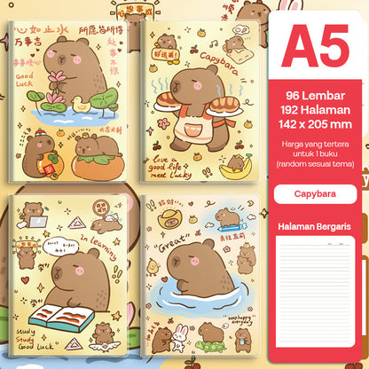 Buku Notebook A5 Sampul Eva Waterproof Tebal Halaman Bergaris 96 Lembar SBRA596