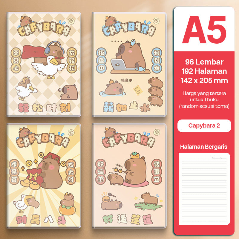 Buku Notebook A5 Sampul Eva Waterproof Tebal Halaman Bergaris 96 Lembar SBRA596