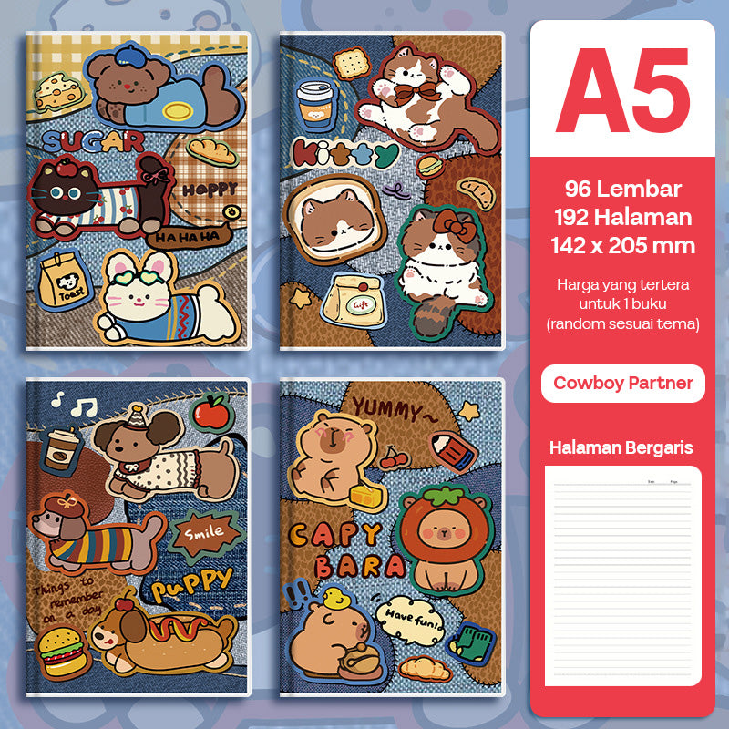Buku Notebook A5 Sampul Eva Waterproof Tebal Halaman Bergaris 96 Lembar SBRA596