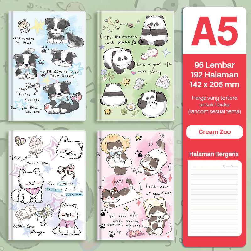 Buku Notebook A5 Sampul Eva Waterproof Tebal Halaman Bergaris 96 Lembar SBRA596