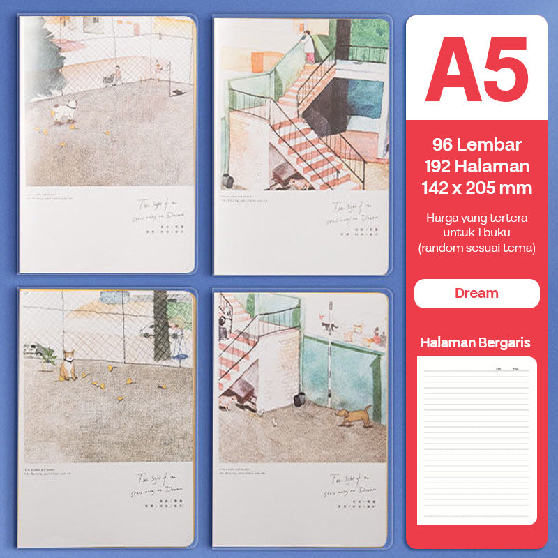 Buku Notebook A5 Sampul Eva Waterproof Tebal Halaman Bergaris 96 Lembar SBRA596