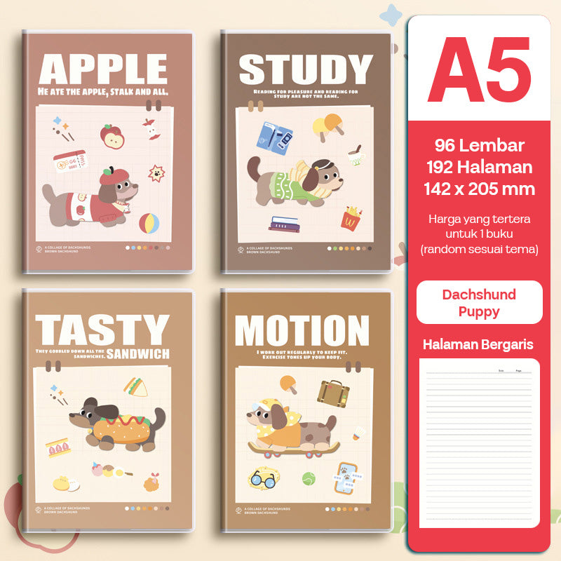 Buku Notebook A5 Sampul Eva Waterproof Tebal Halaman Bergaris 96 Lembar SBRA596