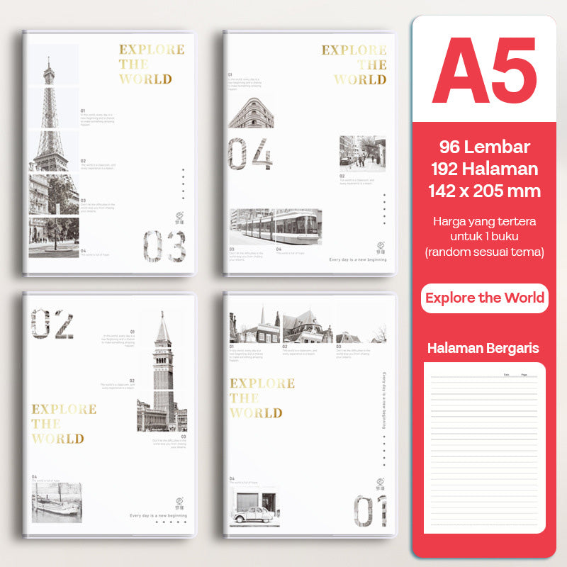 Buku Notebook A5 Sampul Eva Waterproof Tebal Halaman Bergaris 96 Lembar SBRA596