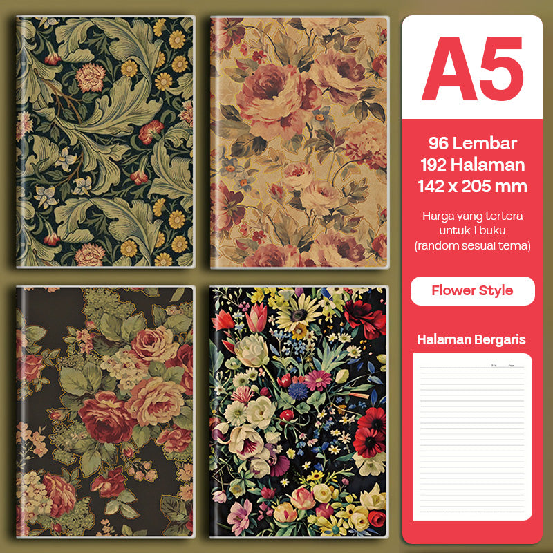 Buku Notebook A5 Sampul Eva Waterproof Tebal Halaman Bergaris 96 Lembar SBRA596