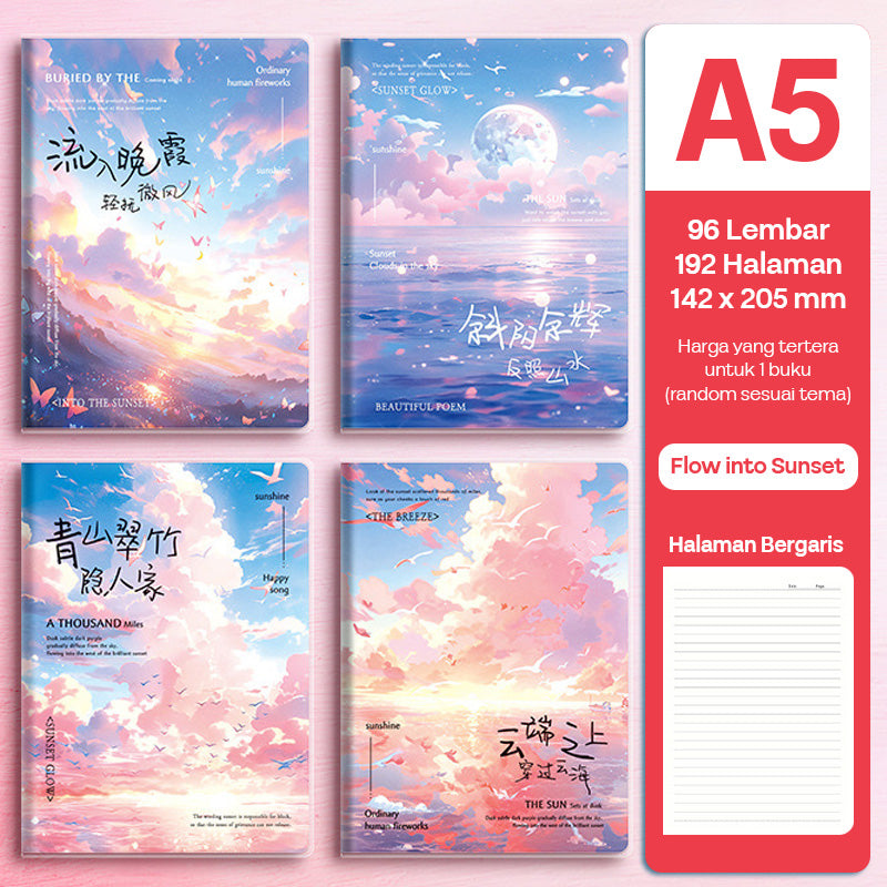 Buku Notebook A5 Sampul Eva Waterproof Tebal Halaman Bergaris 96 Lembar SBRA596
