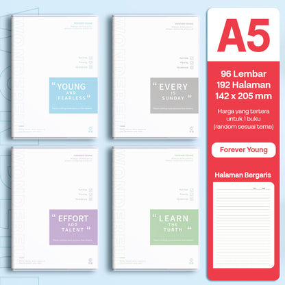 Buku Notebook A5 Sampul Eva Waterproof Tebal Halaman Bergaris 96 Lembar SBRA596
