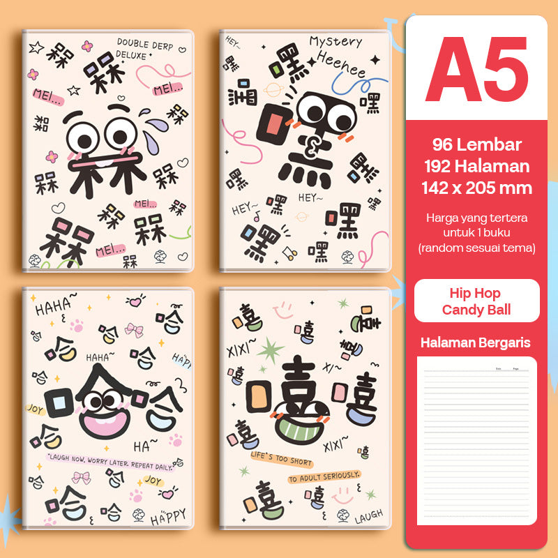 Buku Notebook A5 Sampul Eva Waterproof Tebal Halaman Bergaris 96 Lembar SBRA596