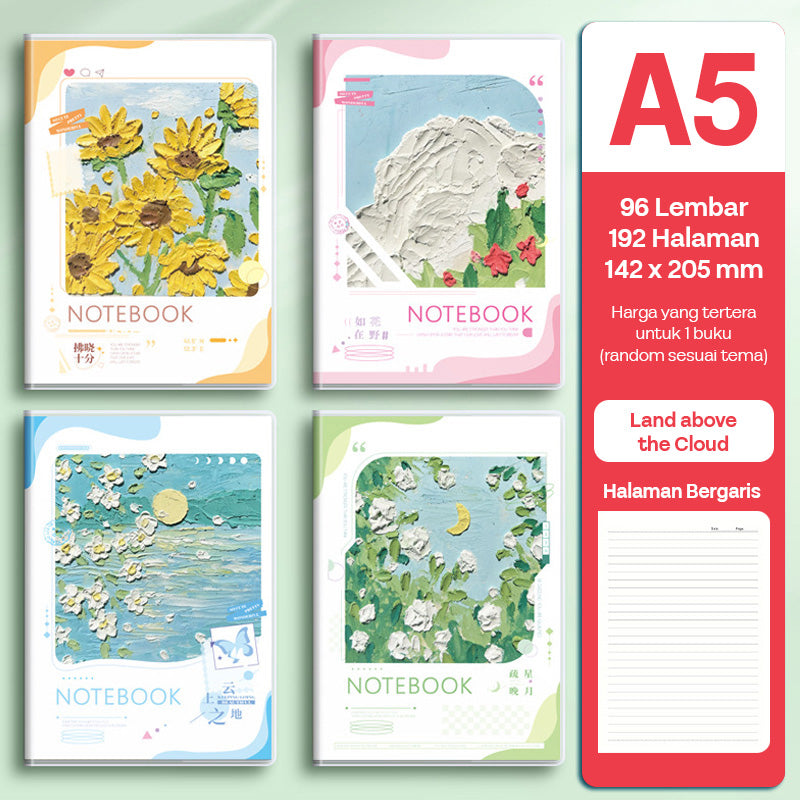 Buku Notebook A5 Sampul Eva Waterproof Tebal Halaman Bergaris 96 Lembar SBRA596