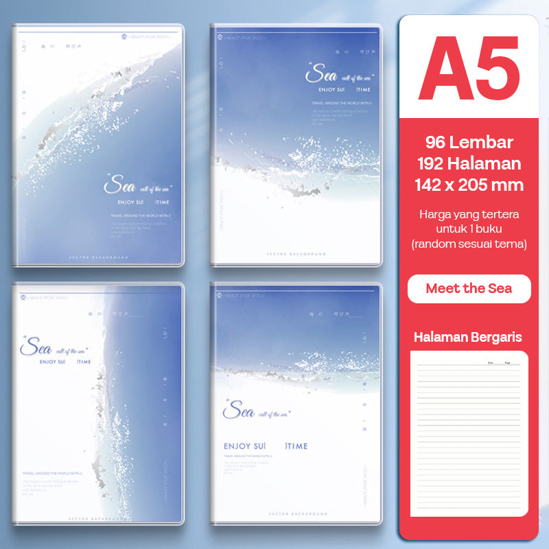 Buku Notebook A5 Sampul Eva Waterproof Tebal Halaman Bergaris 96 Lembar SBRA596