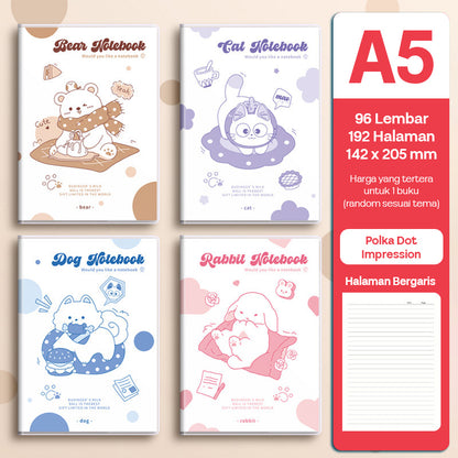 Buku Notebook A5 Sampul Eva Waterproof Tebal Halaman Bergaris 96 Lembar SBRA596