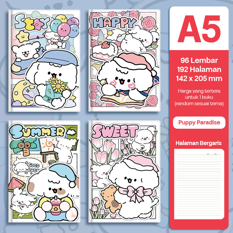 Buku Notebook A5 Sampul Eva Waterproof Tebal Halaman Bergaris 96 Lembar SBRA596