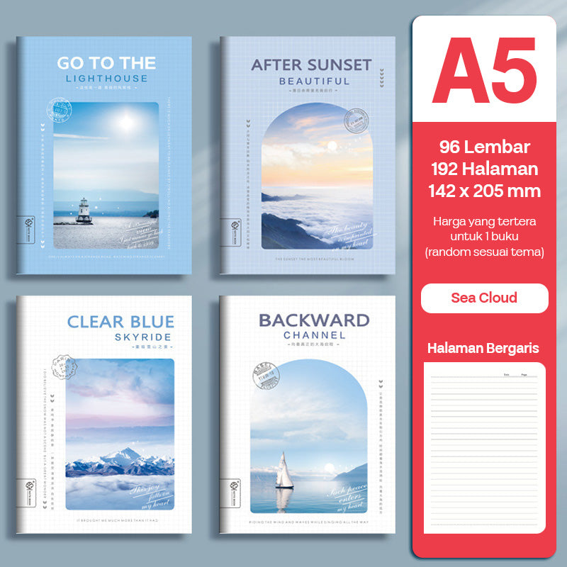 Buku Notebook A5 Sampul Eva Waterproof Tebal Halaman Bergaris 96 Lembar SBRA596