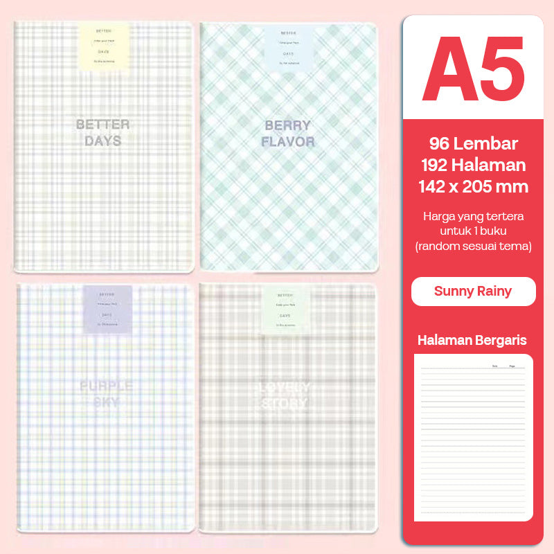 Buku Notebook A5 Sampul Eva Waterproof Tebal Halaman Bergaris 96 Lembar SBRA596