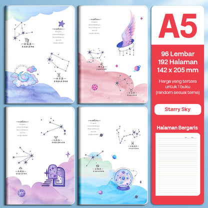 Buku Notebook A5 Sampul Eva Waterproof Tebal Halaman Bergaris 96 Lembar SBRA596