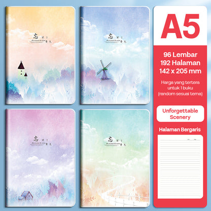 Buku Notebook A5 Sampul Eva Waterproof Tebal Halaman Bergaris 96 Lembar SBRA596