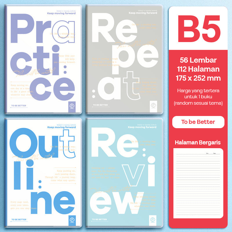 Buku Notebook B5 Sampul Eva Waterproof Tebal Halaman Bergaris 56 Lembar SBRB556