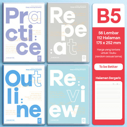 Buku Notebook B5 Sampul Eva Waterproof Tebal Halaman Bergaris 56 Lembar SBRB556
