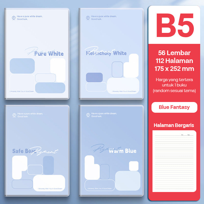 Buku Notebook B5 Sampul Eva Waterproof Tebal Halaman Bergaris 56 Lembar SBRB556