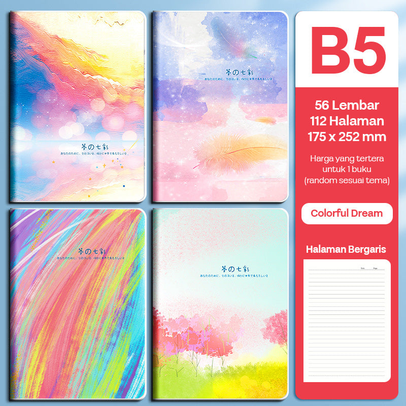 Buku Notebook B5 Sampul Eva Waterproof Tebal Halaman Bergaris 56 Lembar SBRB556