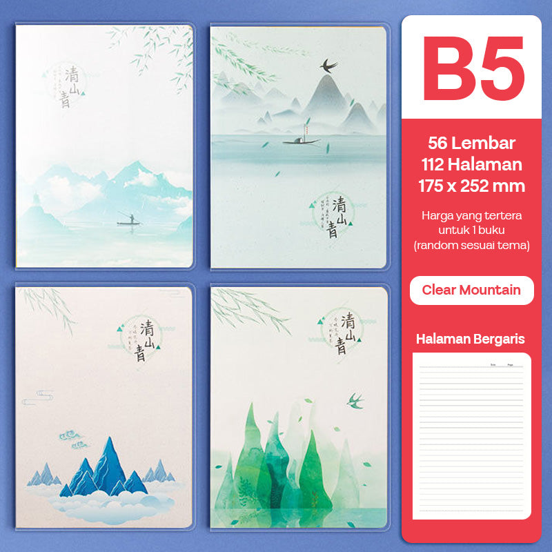 Buku Notebook B5 Sampul Eva Waterproof Tebal Halaman Bergaris 56 Lembar SBRB556