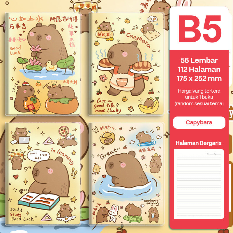 Buku Notebook B5 Sampul Eva Waterproof Tebal Halaman Bergaris 56 Lembar SBRB556