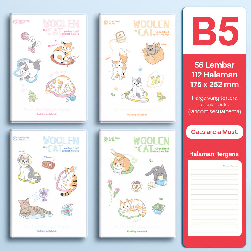 Buku Notebook B5 Sampul Eva Waterproof Tebal Halaman Bergaris 56 Lembar SBRB556