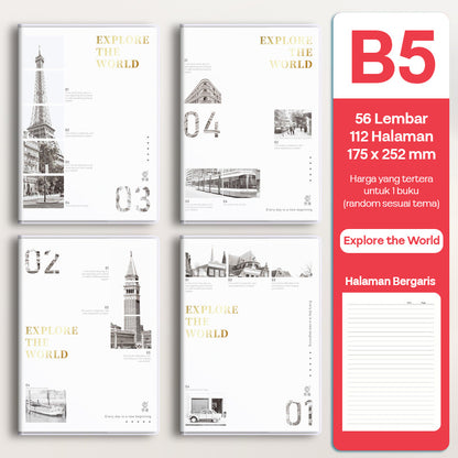 Buku Notebook B5 Sampul Eva Waterproof Tebal Halaman Bergaris 56 Lembar SBRB556